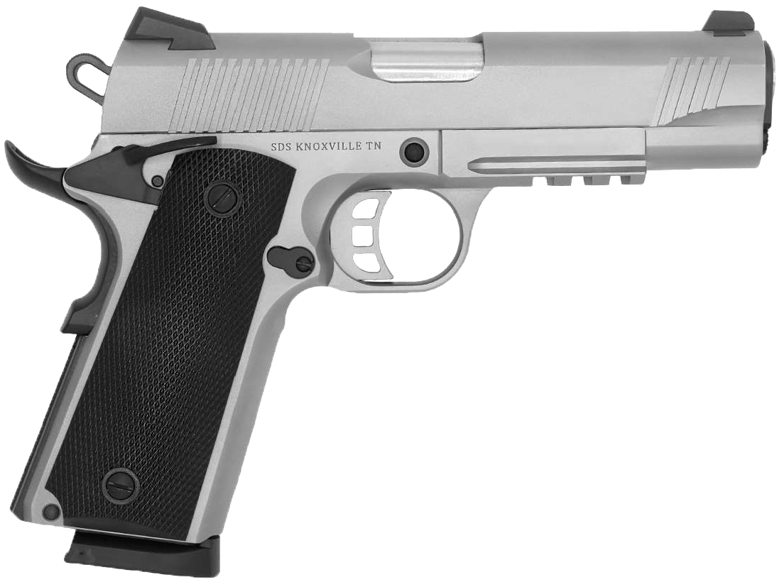 Tisas 1911 Carry SS45R, Semi-Auto Pistol 4.25" Barrel 45 ACP 8 Rd, Novak Style Sights, Skeletonized Trigger, Frame Rail, Stainless, Enhanced Features
