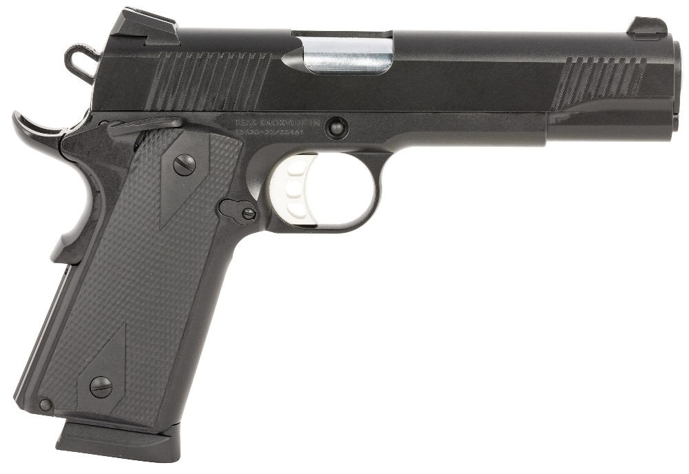 Tisas Full Size 1911 Duty B45 Semi-Auto .45 ACP Pistol, Cerakote Black, Titanium Firing Pin, Black Rubber Grips Novak Style 3-Dot Sights - 10100528
