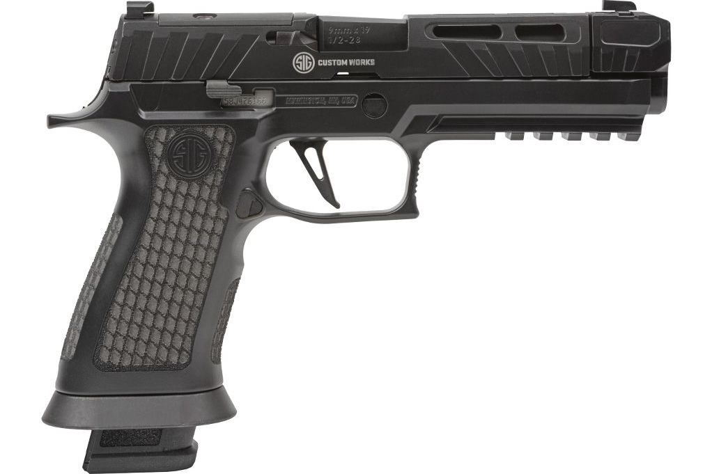 Sig Sauer P320V004 P320 21+1 4.60" Black Steel Threaded Barrel, Black Cerakote Optic Cut/Serrated Slide, Black Laser Engraved XSeries Grips