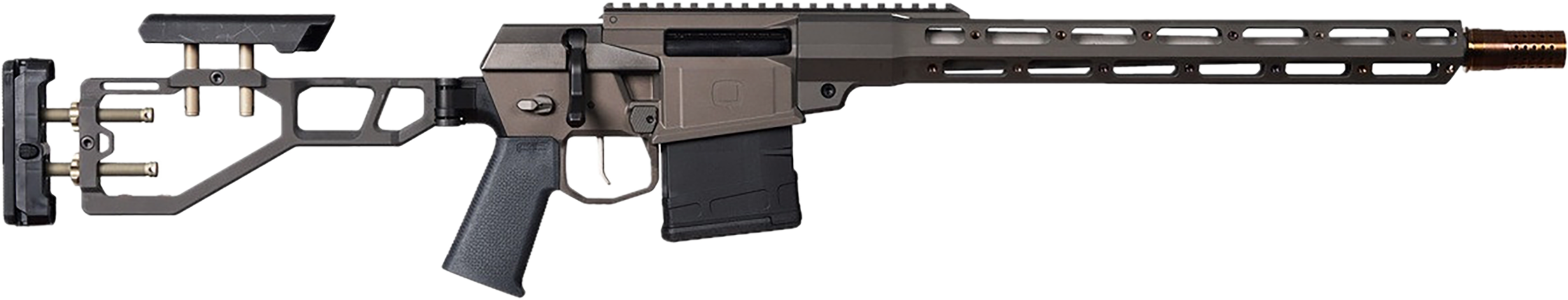 Q LLC FIX8616INRIFLEBLK The Fix 10+1 16" Tapered Threaded Barrel, Gray, Fully Adj. Folding Stock, Magpul K Grip, 15" Q-Sert Handgaurd, AR-10/SR-25 Mag, Cherry Bomb Brake, Ambi Controls