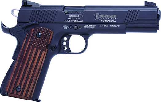 Blue Line Global 4110608 Mauser 1911, .22LR Caliber Semi-Auto Pistol, 5" Barrel, 10 Round, Straight US Flag Grips