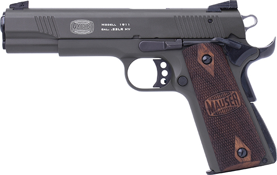 Blue Line Global 4110603 Mauser 1911 Semi-Auto Pistol, 5" Barrel, .22 LR, 10Rd. ODG Walnut Logo Grip