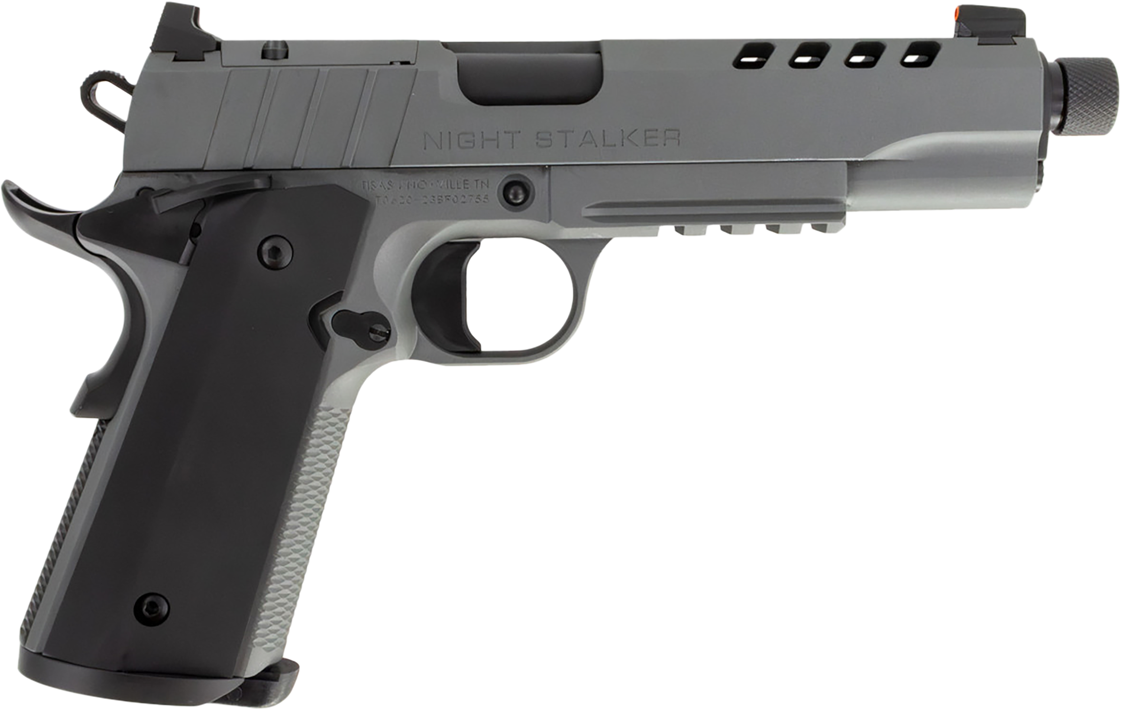 Tisas Night Stalker SF Semi-Automatic 9x19mm 1911 Style Pistol , 5" Barrel, 8+1 Capacity, Picatinny Rail - Cerakote Gray - 10100557