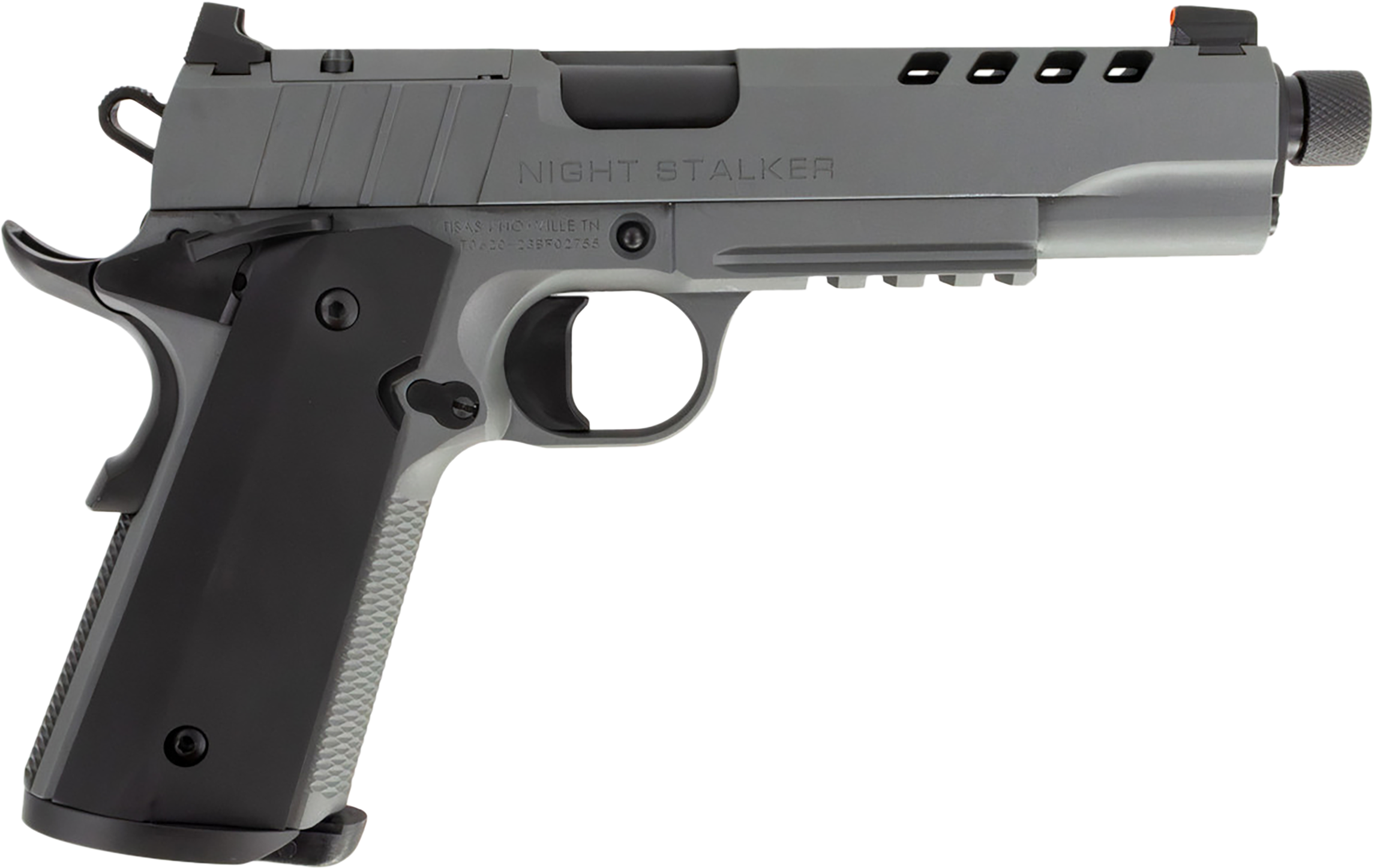 Tisas Night Stalker SF Semi-Automatic .45 ACP 1911 Style Pistol , 5" Barrel, 8+1 Capacity, Picatinny Rail - Cerakote Gray - 10100556