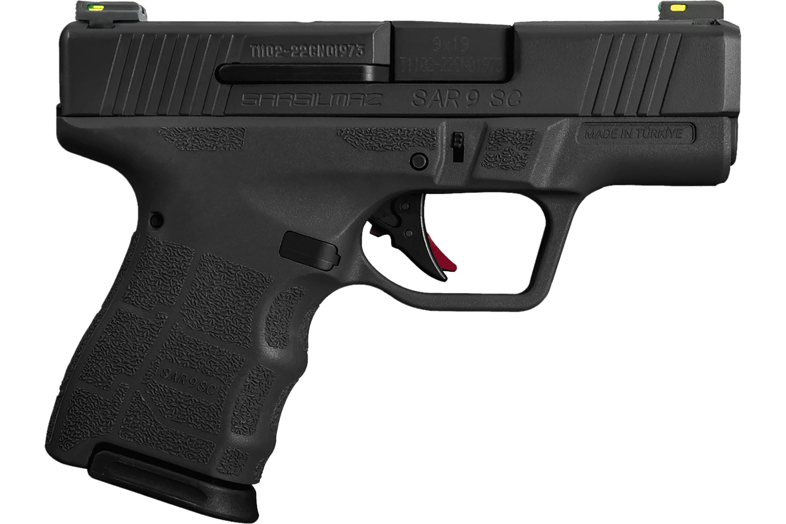 SAR USA SAR9SCBL SAR9 SC Gen2 Compact Frame 12+1 3.30" Black Steel Barrel, Black Serrated Steel Slide, Black Polymer Frame, Black Interchangeable Backstrap Grip