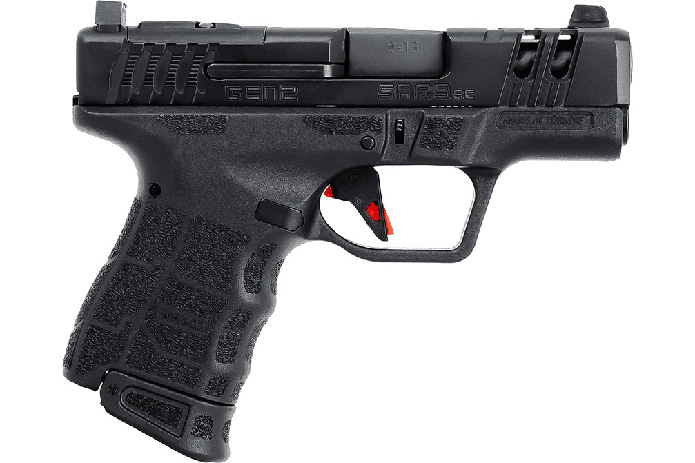 SAR USA SAR9SCG2BL SAR9 SC Gen2 Compact Frame 12+1/15+1 3.30" Black Steel Barrel, Black Serrated Steel Slide, Black Polymer Frame, Black Interchangeable Backstrap Grip