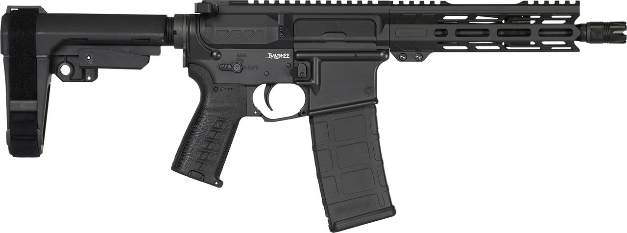 CMMG BANSHEE Mk4 Semi-Automatic .300 Blackout Pistol, 8" Barrel, 30+1 Capacity, SBA3 Stabilizing Brace - Armor Black Cerakote - 30AF20A-AB