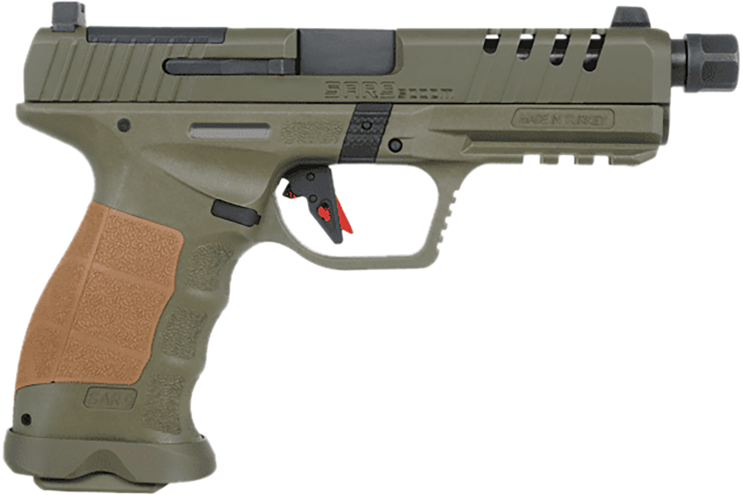 SAR USA SAR9 SOCOM Compact SAR9CSOCOMOD Pistol 9mm 4.7" Threaded Barrel 21+1 Striker-Fired Optics-Ready OD Green.