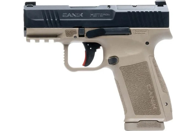 Canik HG7882BD-N Mete MC9L, 9mm Semi-Automatic Pistol, 3.18" Barrel, Optic Ready, 2-17rd Magazines, Holster, Magazine Loader, Black Slide w/ FDE Frame
