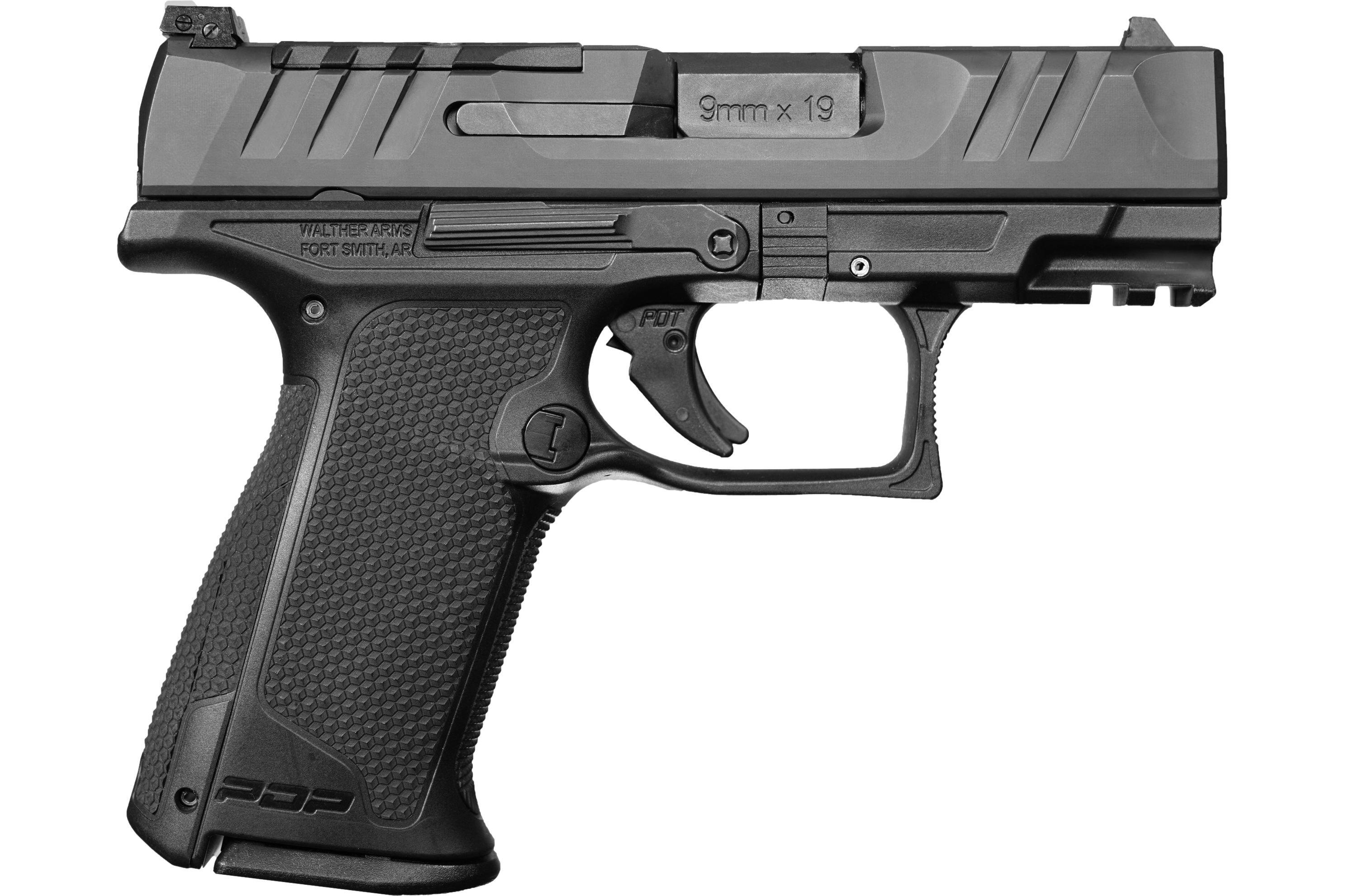 Walther Arms 2871823 PDP F-Series 10+1 3.50" Black Steel Barrel, Black Optic Ready/Serrated Slide, Black Polymer Frame w/Picatinny Rail, Black Performance Duty Texture Grips, Ambidextrous