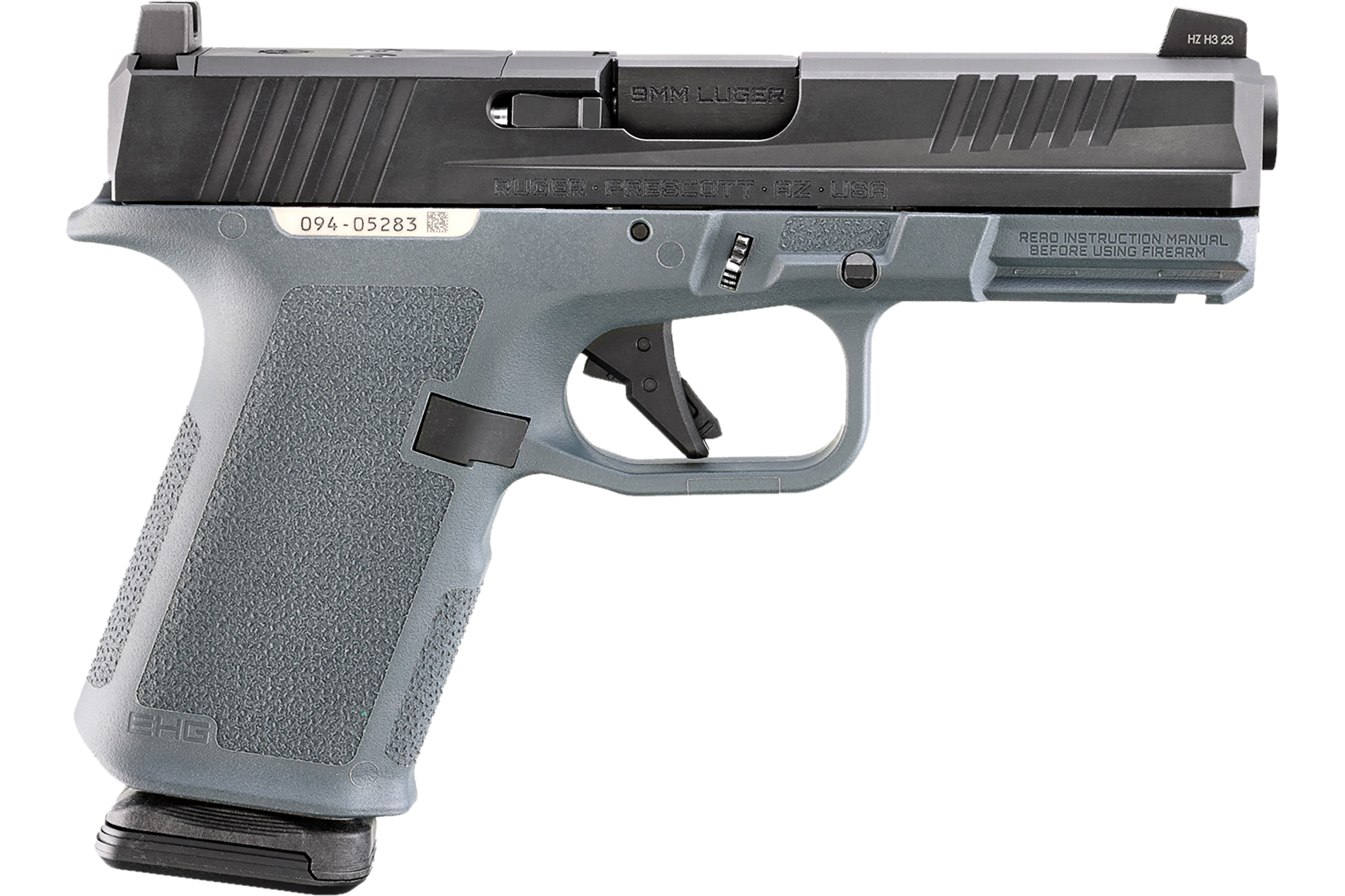 Ruger 19401 RXM 9mm 10+1 4" Black FNC Nitride Alloy Barrel, Black FNC Nitride Optic Ready/Serrated Alloy Slide, Stealth Gray Polymer Frame w/Accessory Rail, Textured Grip