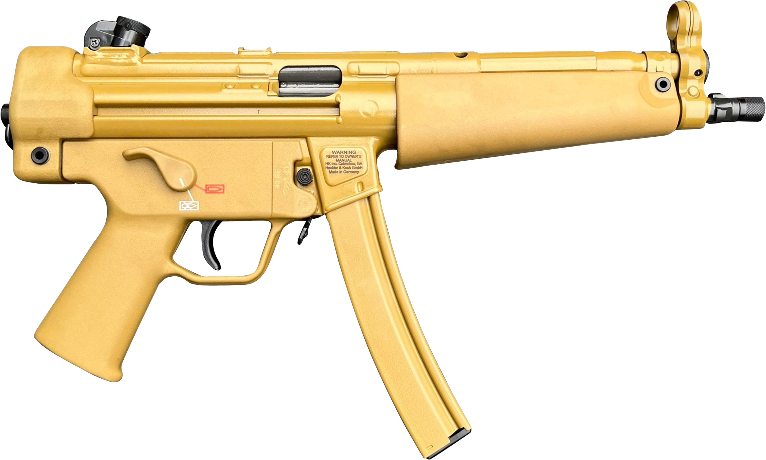 HK 81001078 SP5 RAL8000 30+1 8.86" Black Navy-Style Threaded Barrel, Flat Dark Earth Receiver, FDE Polymer Grip, 2 Magazines