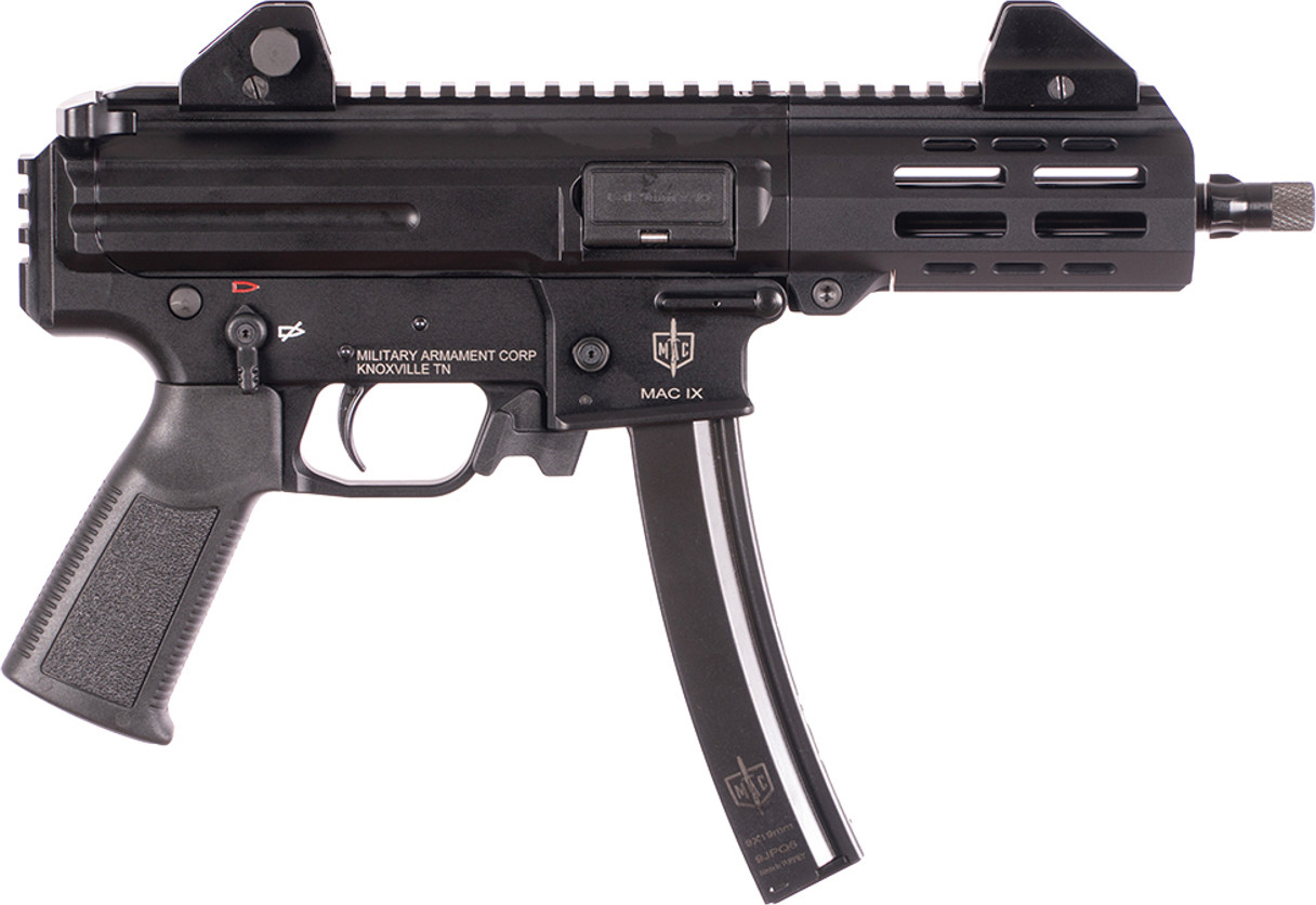 MAC IX 9mm 6.5" Threaded Barrel 30rd Semi-Auto Pistol, Direct Blowback, Tri-Lug, MP5/MAC-5 Magazine Compatible, Picatinny Rail Receiver - 12755001