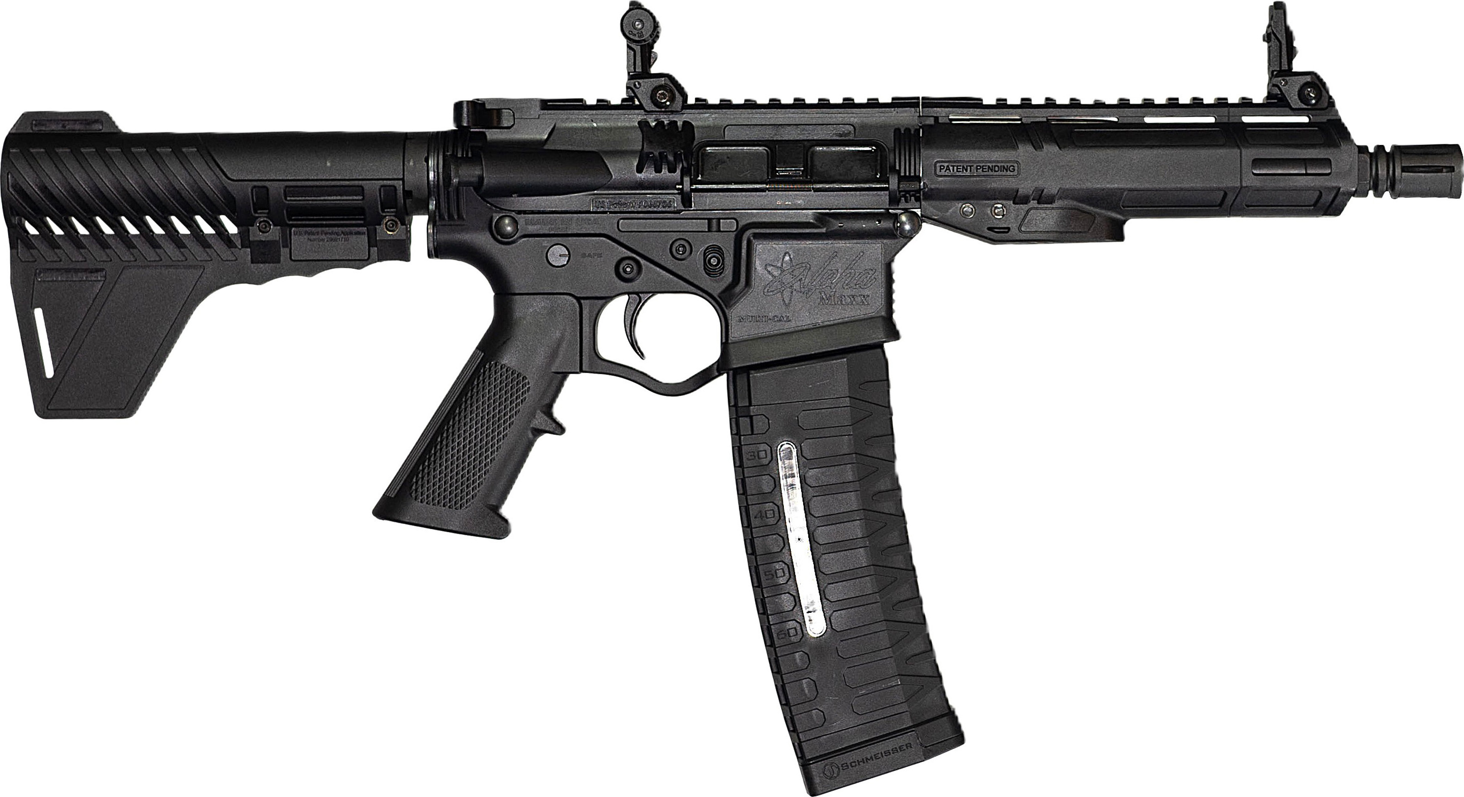ATI Alpha Maxx Semi-Auto AR-15 Pistol,5.56 Nato/.223 Rem, 7.5" Barrel, 7" M-LOK Rail, 1-60 Rd Mag, Blade Brace, Flip Up Sights, ATIGAX5567MLB60