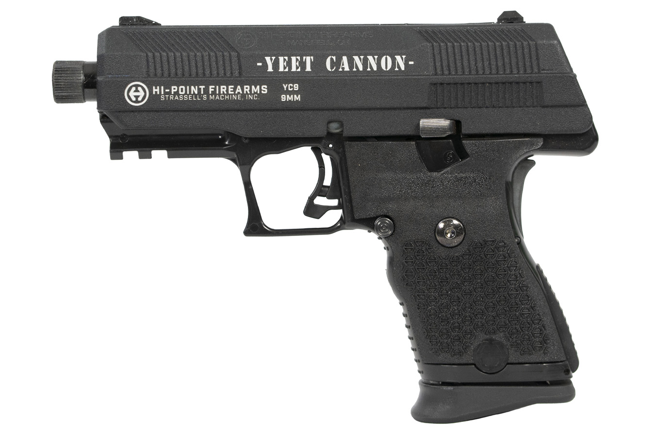 Hi-Point YC9YEET YEET CANNON G2 Pistol YC9, 4.12" Threaded Barrel, Front and Rear Slide Serrations, Enhanced Grip Texture, 10 Round Magazine, Black