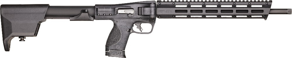 Smith and Wesson FPC Folding Semi-Automatic 9x19mm Carbine Rifle, 16.5" Barrel, (1) 17 Round and (2) 23 Round Magazines - Black - 12575