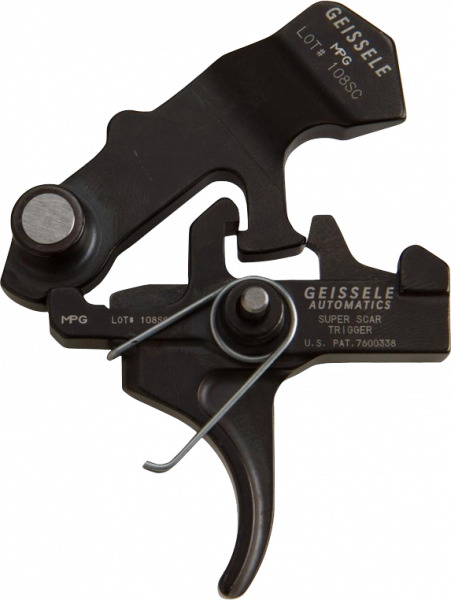 Geissele Automatics Super Scar Trigger M4 Curved Two-Stage Black Oxide 3.2–4.6 lbs for FN SCAR.