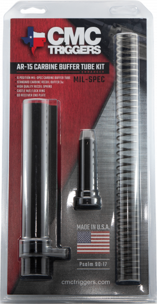 CMC Triggers 81626 Carbine Buffer Tube Kit Mil-Spec 6 Position AR-15 Black Anodized 7075-T6 Aluminum