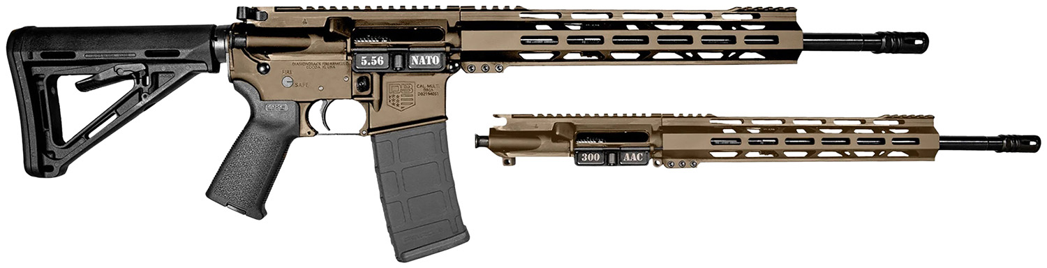 Diamondback DB15 .223/5.56 NATO & .300 Blackout Combo 16" Barrel 30rd Semi-Auto Rifle W/ Extra Upper Rec, FDE W/ Black Magpul Furniture (DB1721K061)