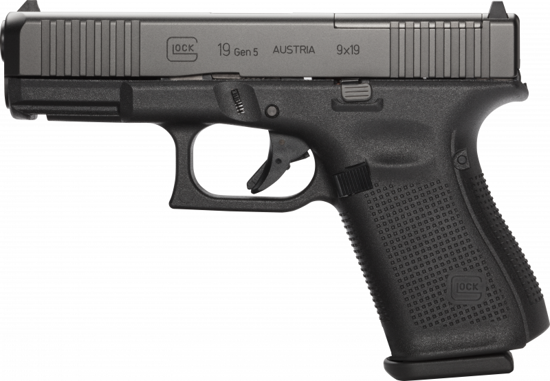 Glock 19 Gen 5 9MM MOS Semi-Auto Pistol, Fixed Sight,15 Round W / FRONT Serrations