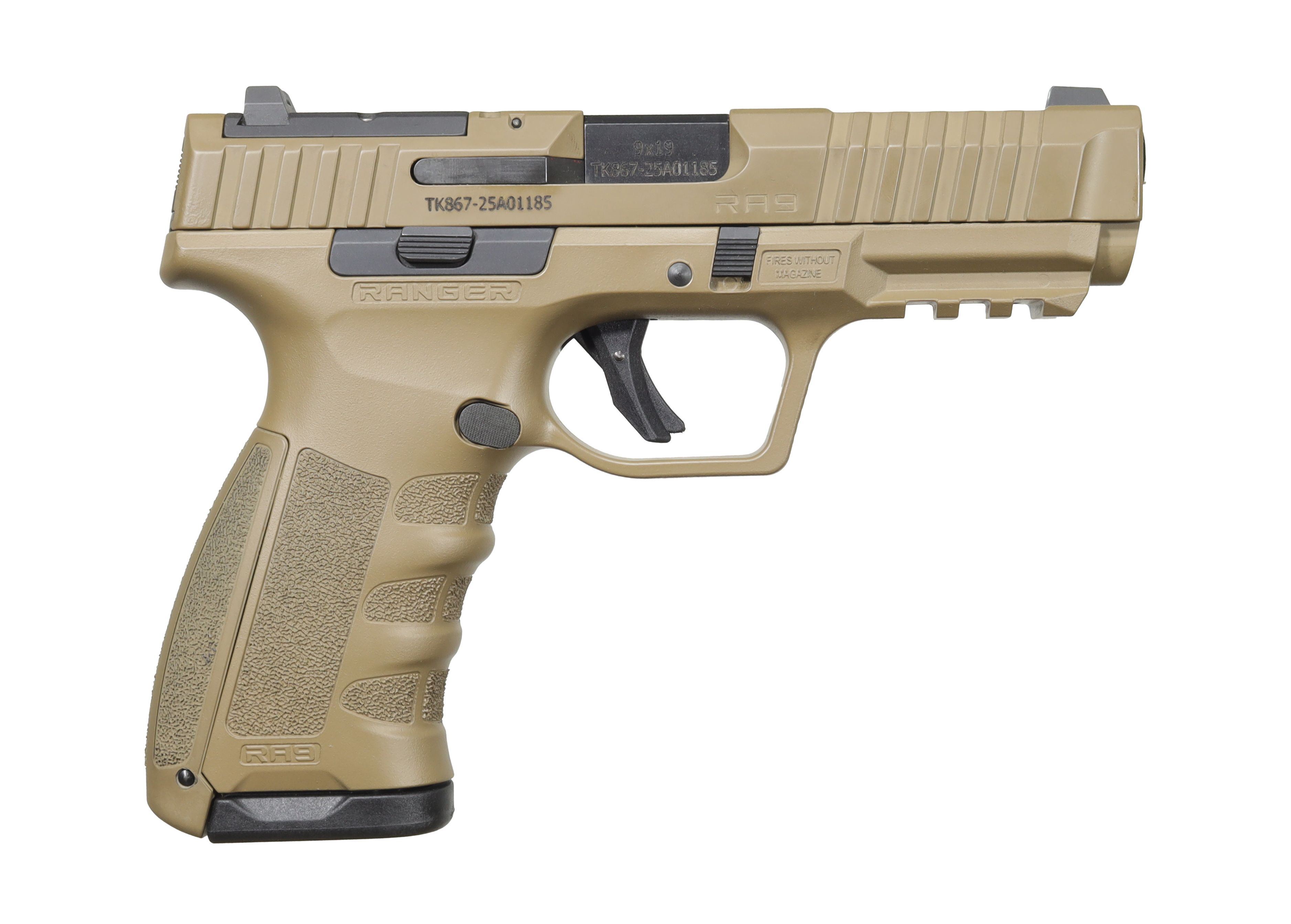 Ranger Arms RA9 Defence02, Semi-Automatic 9mm Pistol, Striker Fired, 4" Barrel, CZ75 Magazine Compatible, 17rd Magazine, Flat Dark Earth