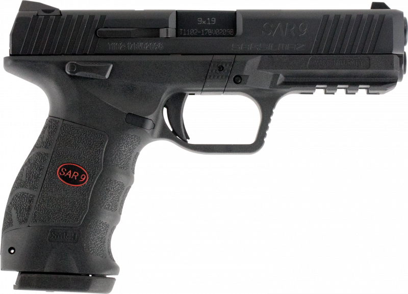 Sar USA SAR9 Semi-Auto Pistol 4.4" Barrel 9mm 17+1 Black Interchangeable Backstrap Grip Black - SAR9BL