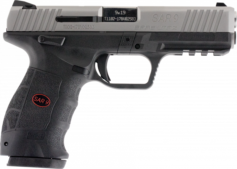 Sar USA SAR9 Semi-Automatic Pistol 4.4" Barrel 9mm 17+1 Stainless Steel Slide W/ Black Frame - SAR9ST
