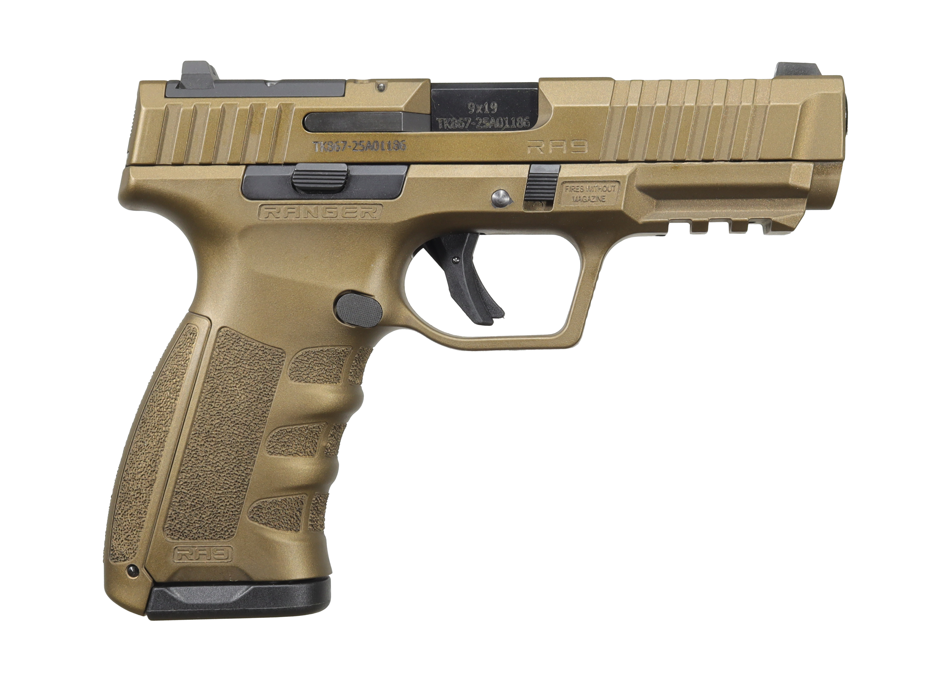 Ranger Arms RA9 Defence02, Semi-Automatic 9mm Pistol, Striker Fired, 4" Barrel, CZ75 Magazine Compatible, 17rd Magazine, Bronze