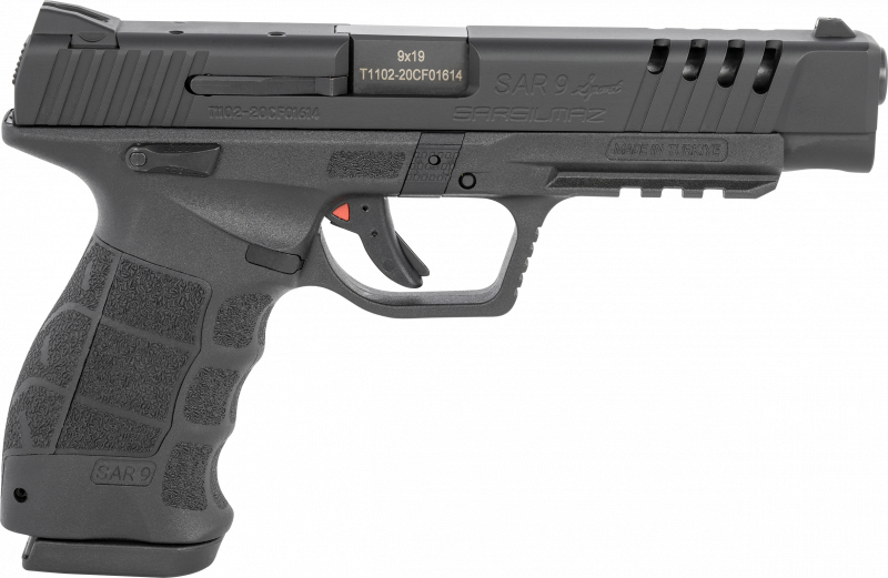 SAR USA SAR9SPTBL SAR9 Sport, 9mm Semi-Auto Pistol, Ported Slide, Black, 19+1 Capacity