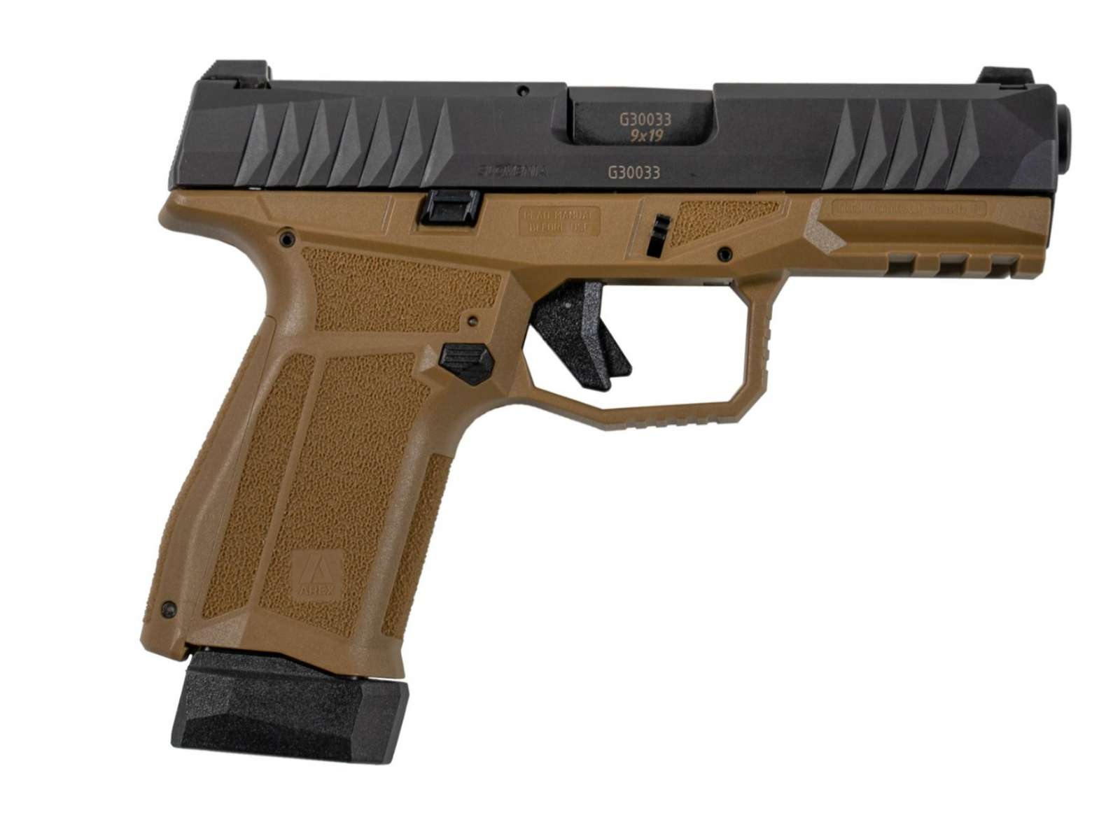 Arex Delta M Gen 2, 9mm Semi Automatic Pistol, Striker Fired, 15rd and 17rd Magazines, 4" Barrel, Flat Dark Earth Polymer Compact Frame 602382