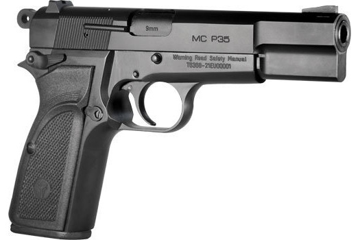 EAA 390450 MCP35 Hi-Power 9mm 4.89" Barrel 15rd Semi-Auto Pistol - Adjustable Sights, Black