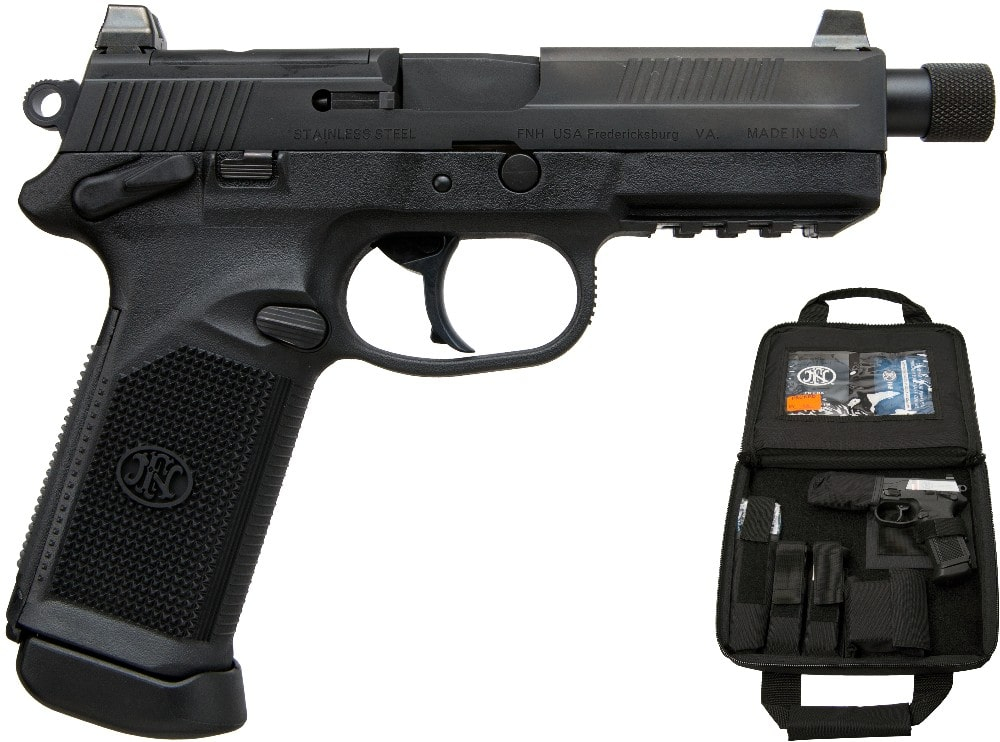 FN 66966 FNX Tactical 45 ACP 5.30" Threaded Barrel 15+1 , Matte Black , Night Sights , Manual Safety , Optics Ready