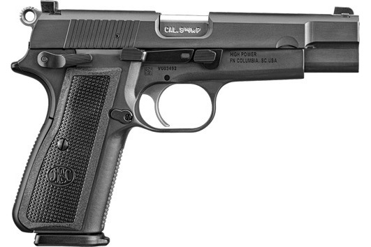 FN 66100256 High Power 9mm Luger 4.70" Barrel 17+1 , Textured Matte Black Steel Frame, Black Polymer Grip (Brown Grip Included)