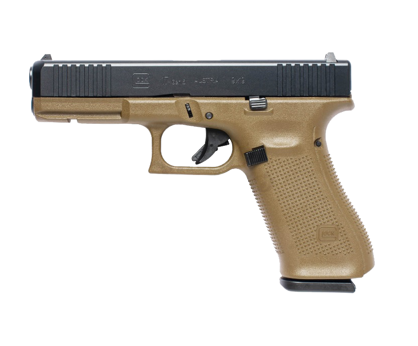 Glock 17 Gen 5, Semi-Automatic 9mm Pistol, w/ Front Serrations, (3) 17rd Magazines, 4.49" Barrel, Flared Magwell, Flat Dark Earth Frame - PA175S203DE