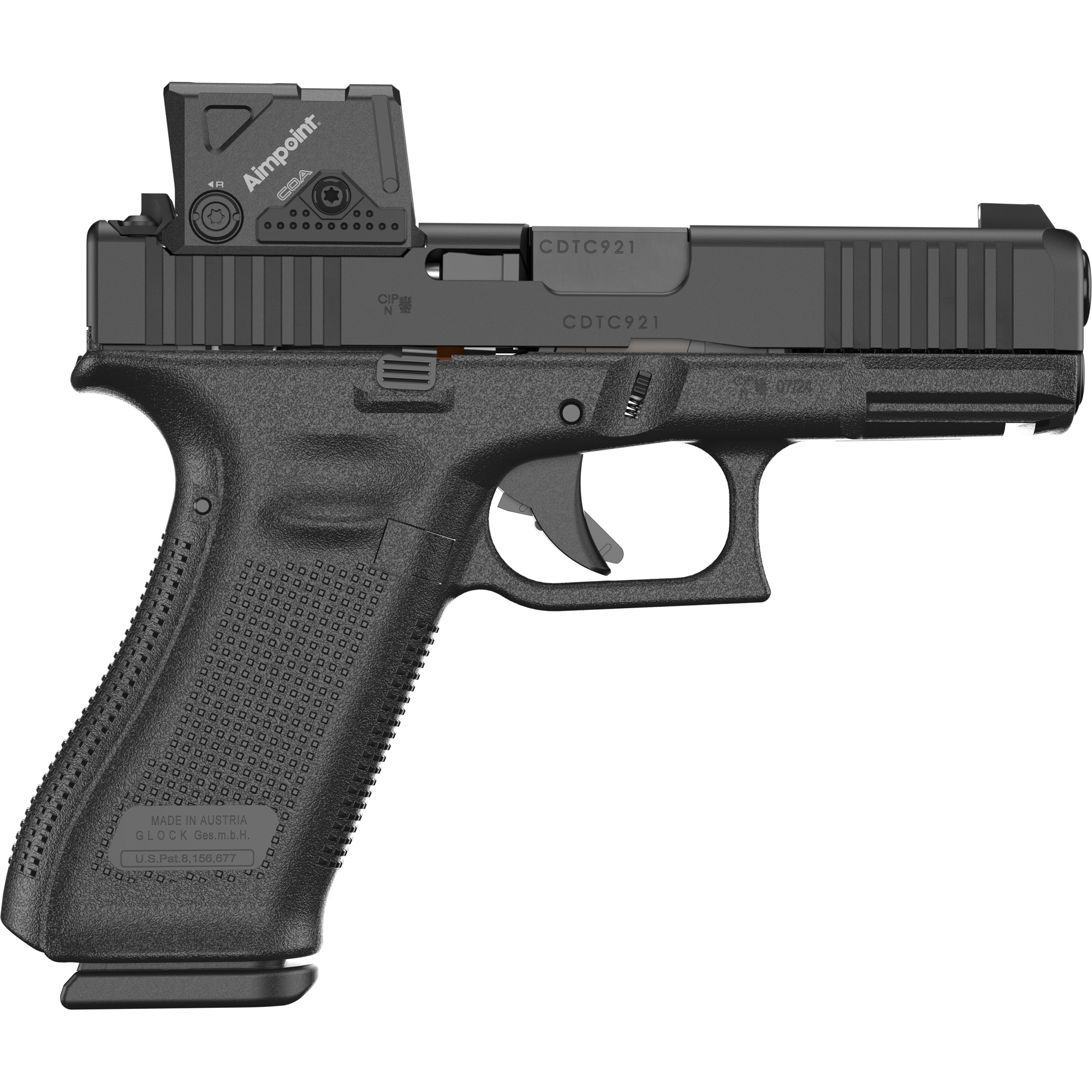 Glock 45 GEN 6 COA, Semi-Automatic Pistol, 4" Barrel, 9mm, (3) 17 Round Magazines, RTF6 Grip Texture, Ambidextrous Slide Release, Aimpoint COA  - P64550B03DC8A3