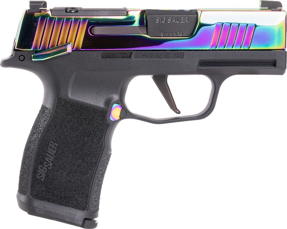 Sig Sauer 365X Micro-Compact 9x19mm Semi-Automatic Optic Ready Pistol, Rainbow Titanium Slide, (2) 12 Round Magazines - 365X-9-RBT-MS