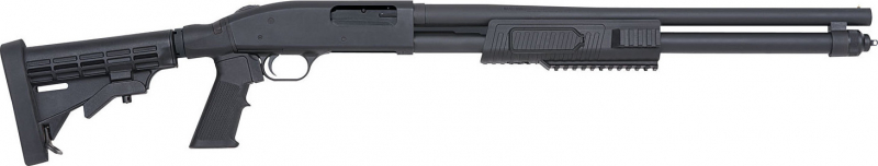 Mossberg 51672 590 Pump 12GA 20" 3" 8+1 6-Position Adjustable Synthetic Black Matte Blued