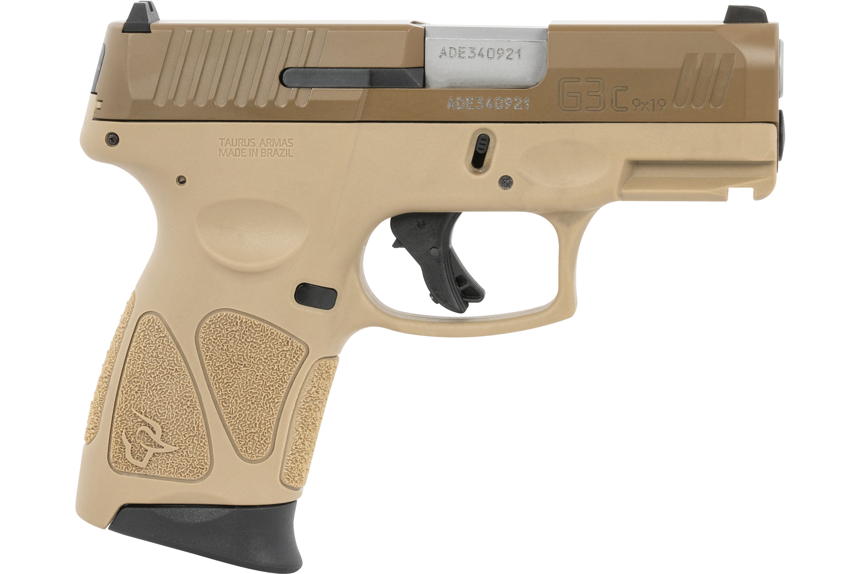 Taurus 1G3C93ET G3c Matte Stainless Steel 3.20" Barrel 12+1, Tan Polymer Frame With Picatinny Acc. Rail, Coyote Cerakote Steel Slide, Re-Strike Capability, Manual Safety