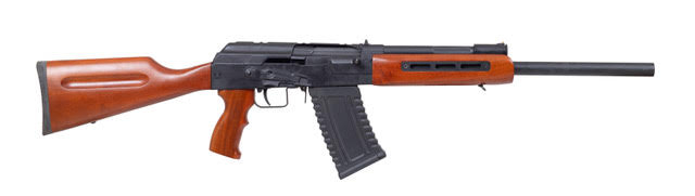 Panzer Arms AK Twelve Tactical Semi-Auto Shotgun, 12 Gauge, 18.5" Barrel, 2- 5 Round Magazines, Choke Tube Set - MLOK handguard- Russian Red Furniture