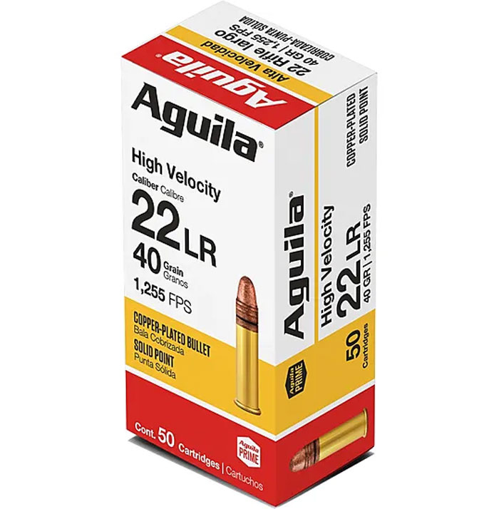 Aguila 1B220328 Standard High Velocity 22 Long Rifle  Ammunition, 40 GR Solid Point - 2000 Round Case