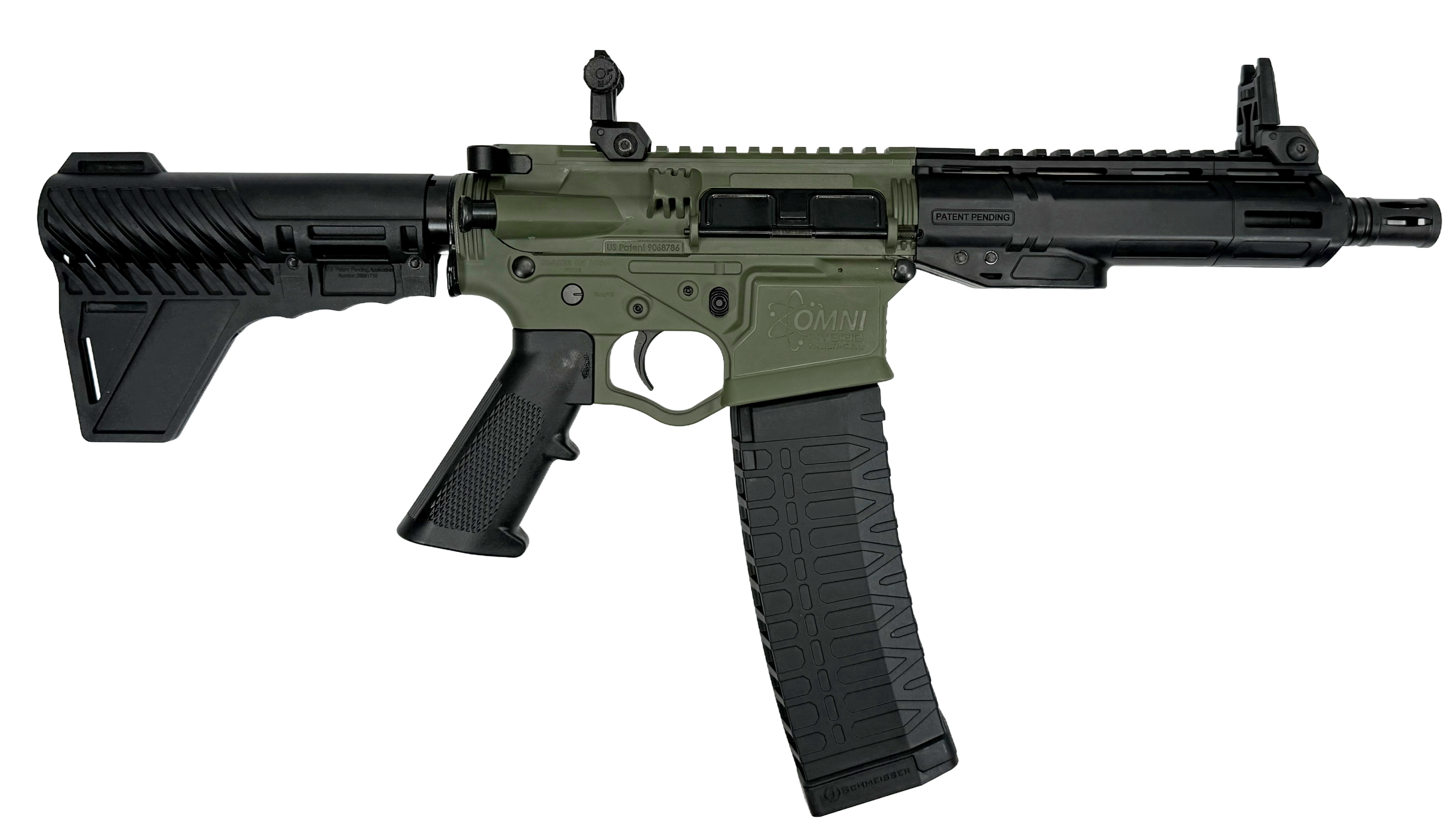 ATI Alpha Maxx Semi-Auto AR-15 Pistol,5.56 Nato/.223 Rem, 7.5" Bbl, 7" M-LOK Rail, 1-30 & 1-60 Rd Mag, Adjustable Brace, Flip Up Sights, Battlefield Green