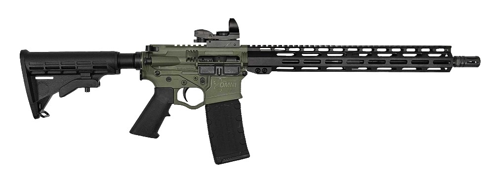 American Tactical Omni Maxx Hybrid 16" 5.56 Nato, Semi-Auto AR-15 Rifle W /15" M-LOK Rail,1- 30 Rd Mag, Red Dot Optic, BFG/Black - ATIGOMX556ML15DSBFG