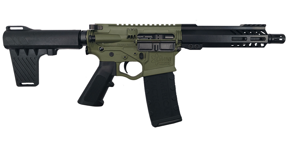 American Tactical Omni Semi-Automatic, 5.56 Nato AR-15 Style Pistol with 7" M-LOK Handguard, Blade Style Brace Battlefield Green - ATIGOMX556ML7CCBBFG