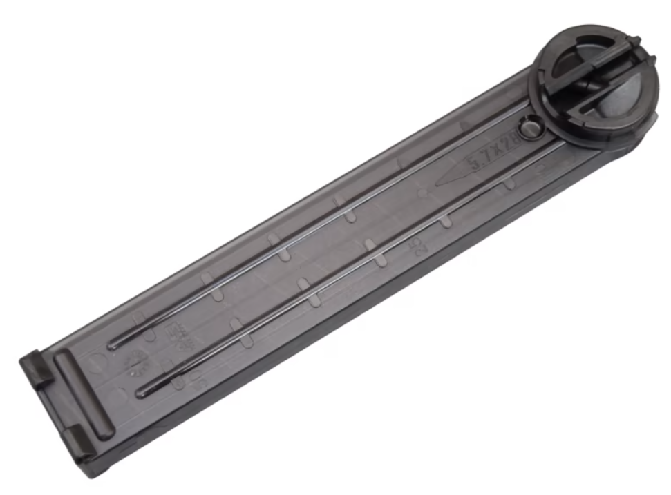 AR57 50rd Polymer Magazine for PS90/AR57 Rifle Uppers, Translucent Black
