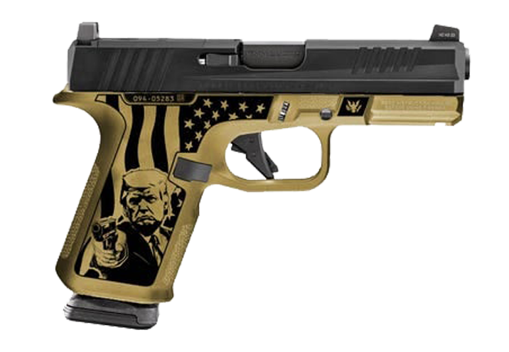 LIMITED EDITION DON WICK Ruger RXM, 9mm Semi-Auto Pistol, 4" Bbl, Gold Frame, 2-15 Rd Mags, Co-Witness Blacked Out Rear Sight W/ Tritium Front -19400-DWICK