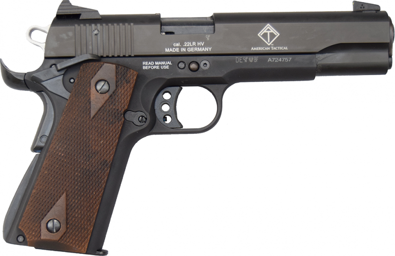 ATI GSG M1911 .22 LR, Semi Automatic Pistol, 10+1 Capacity, 5" Barrel, Extended Beavertail, Ambidextrous Safety, - Black - GERG2210M1911