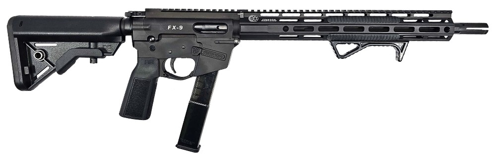 Freedom Ordnance FX-9 Rifle - 9mm, S/A,14.5" Barrel, Pinned & Welded Flash Hider, 13.5" M-LOK Handguard, Warhammer Charging Handle, Black B5 Furniture