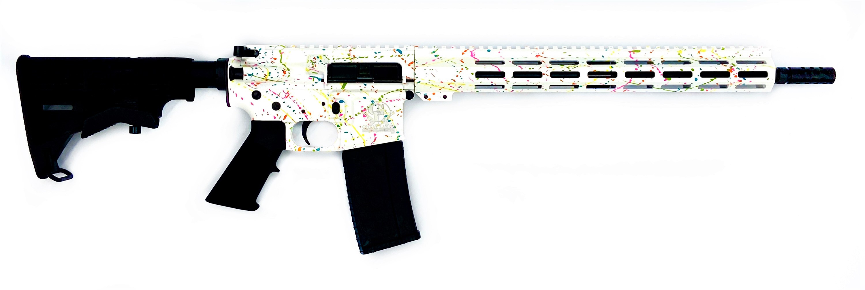Great Lakes Firearms AR-15 Rifle, .223 Wylde 16" 4150 CRMOV Black Nitride Barrel, 15.25" M-LOK Rail, 7075 T6 Receiver, White Saved By The Splatter Cerakote Finish, GL15223 S-WHT