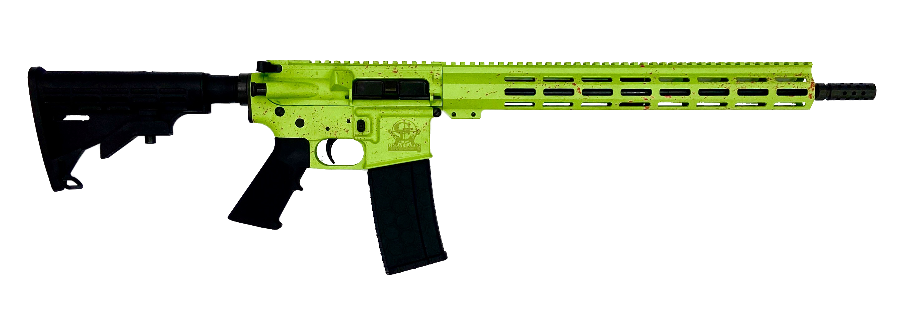 Great Lakes Firearms AR15 Rifle, .223 Wylde, 16" 4150 CRMOV Black Nitride Barrel, 15.25" M-LOK Rail, 6 Position M4 Stock, Zombie Splatter Cerakote Finish- GL15223 S-ZOM