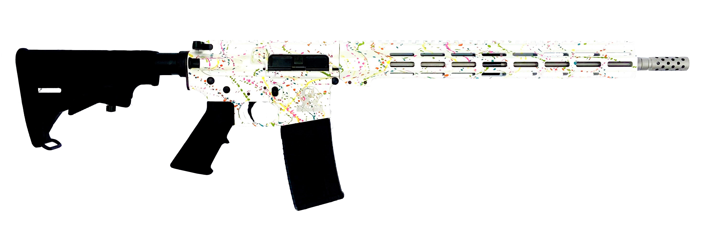 Great Lakes Firearms AR-15 Rifle, .223 Wylde 16" 416r Stainless Steel Barrel, 15.25" M-LOK Rail, 7075 T6 Receiver, White Saved By The Splatter Cerakote Finish, GL15223SS S-WHT